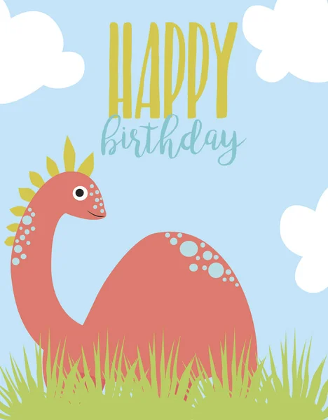 Tarjeta de fiesta de cumpleaños de Dino — Vector de stock