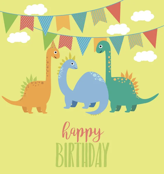 Tarjeta de fiesta de cumpleaños de Dino — Archivo Imágenes Vectoriales