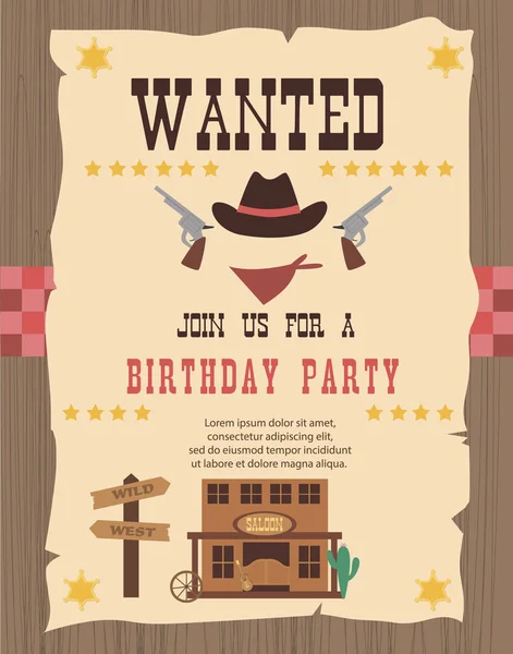 Cowboy party zaproszenie — Wektor stockowy