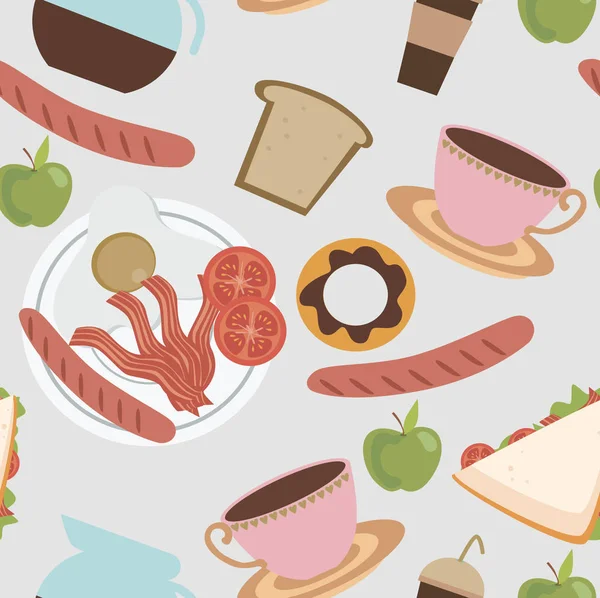 Seamless pattern with breakfast food
