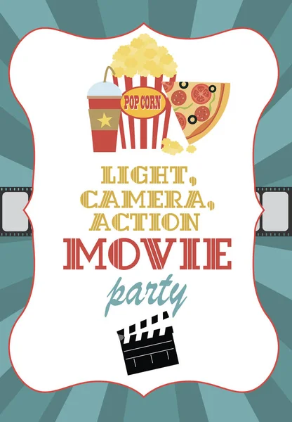 Biglietto invito festa di compleanno film — Vettoriale Stock