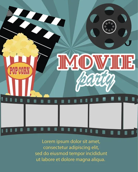 Filmowe urodziny party zaproszenia — Wektor stockowy