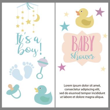 Bebek duş davetiye kartı dizi