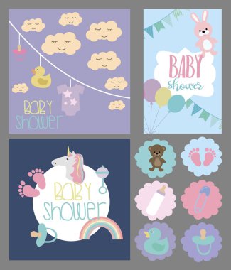 Bebek duş davetiye, Etiketler ve stickerlar kümesi