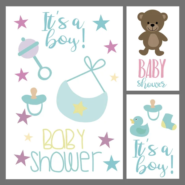 Set von Baby-Dusche Einladungskarte — Stockvektor