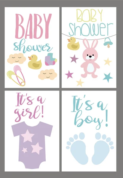 Bebek duş davetiye kartı dizi — Stok Vektör