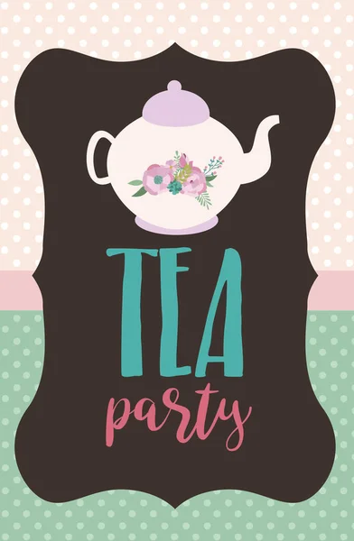 Chá festa convite cartão — Vetor de Stock