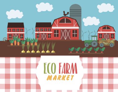 Çiftlik manzara kartı 