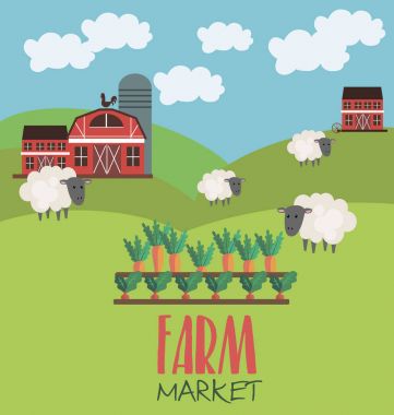 Çiftlik manzara kartı 