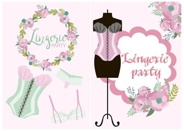 Cartes d'invitation Lingerie Party — Image vectorielle