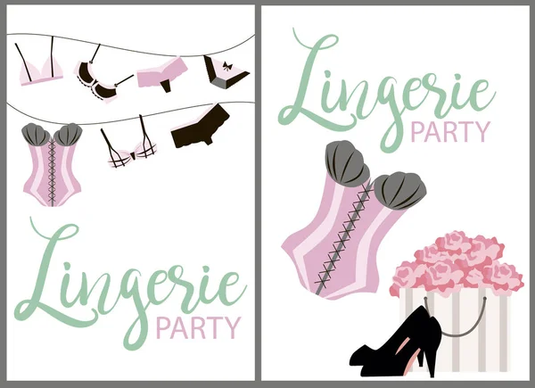 Cartes d'invitation Lingerie Party — Image vectorielle