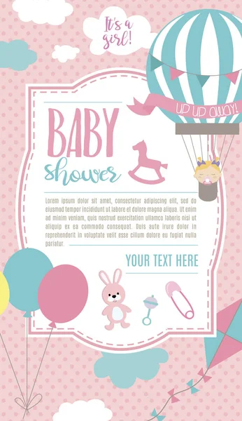 Tarjeta de ducha de bebé con — Archivo Imágenes Vectoriales