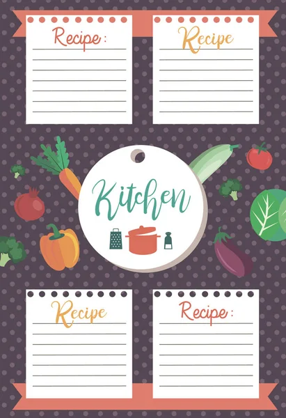Recipe card. Kitchen shower card — Stock Vector