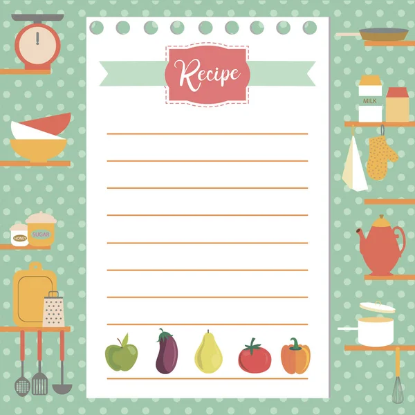 Rezeptkarte. Küche Duschkarte — Stockvektor