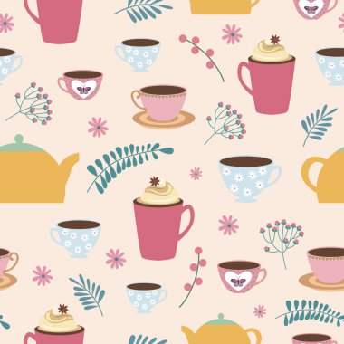 Çay partisi elemanları ile Seamless Modeli