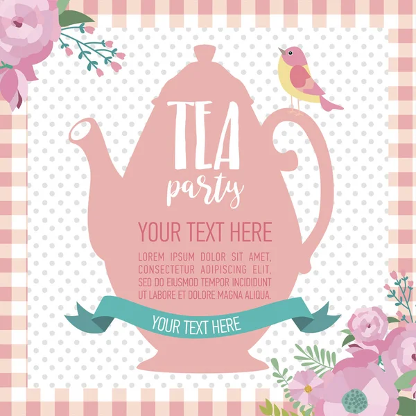 Tea party invito carta — Vettoriale Stock