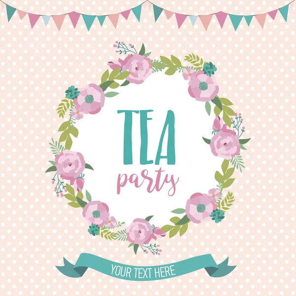 Tarjeta de invitación de fiesta de té — Vector de stock