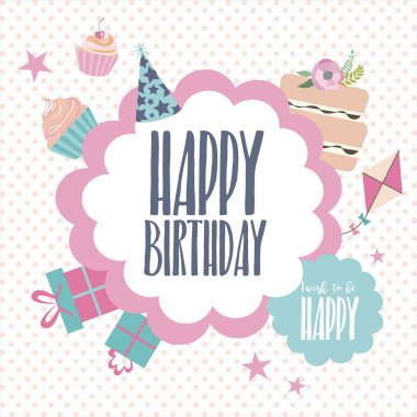 Şirin mutlu doğum günü kartı şablonu 