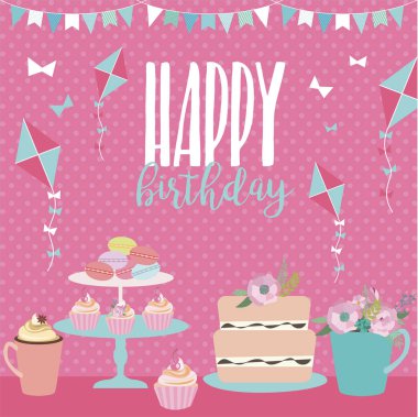 Şirin mutlu doğum günü kartı şablonu 