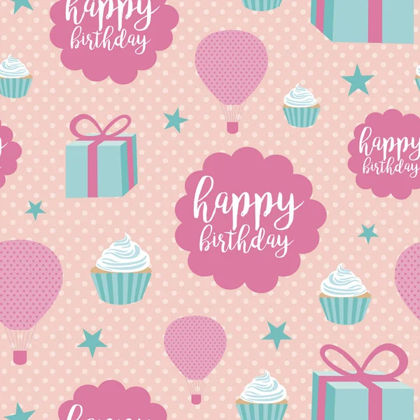 Leuke Happy Birthday naadloze patroon — Stockvector