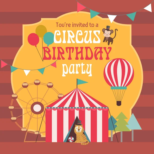 Bonne invitation d'anniversaire pour la fête de cirque — Image vectorielle