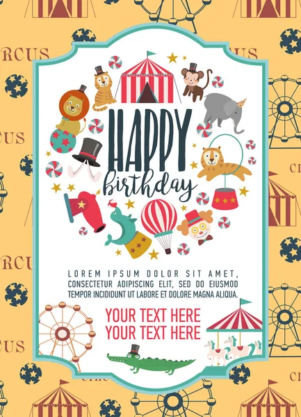 Happy Birthday invitation for circus party