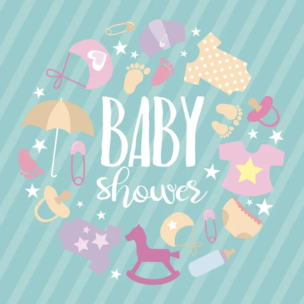 Cute Baby Shower invitation card — Stock Vector