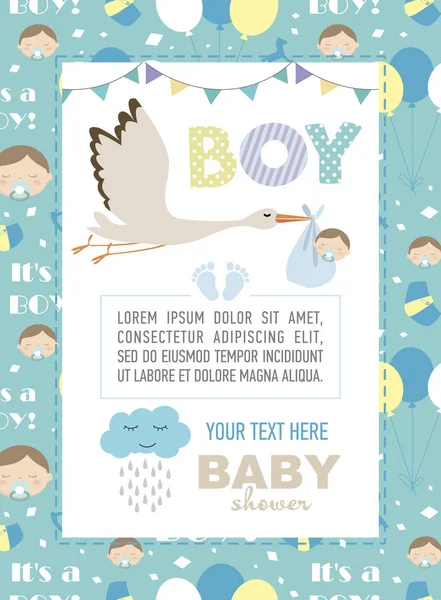 Carino Baby Doccia invito card — Vettoriale Stock