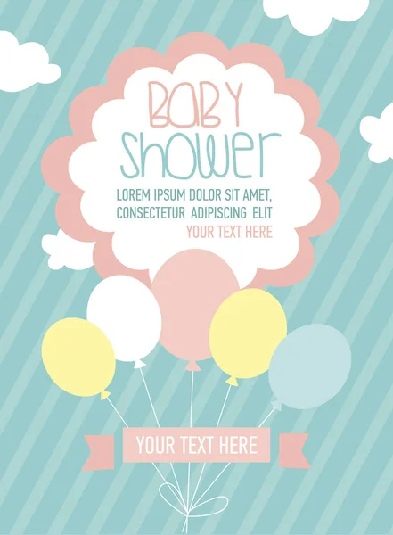 Cute Baby Shower zaproszenia karty — Wektor stockowy