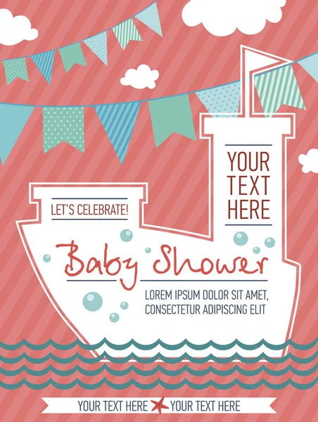 赤ちゃんシャワー海デザインの可愛いカード — ストックベクタ