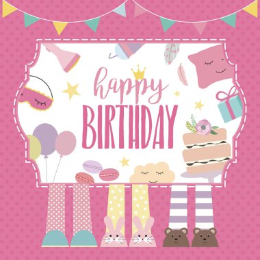 Pijama partisi davetiye. Doğum günü davetiye kartı