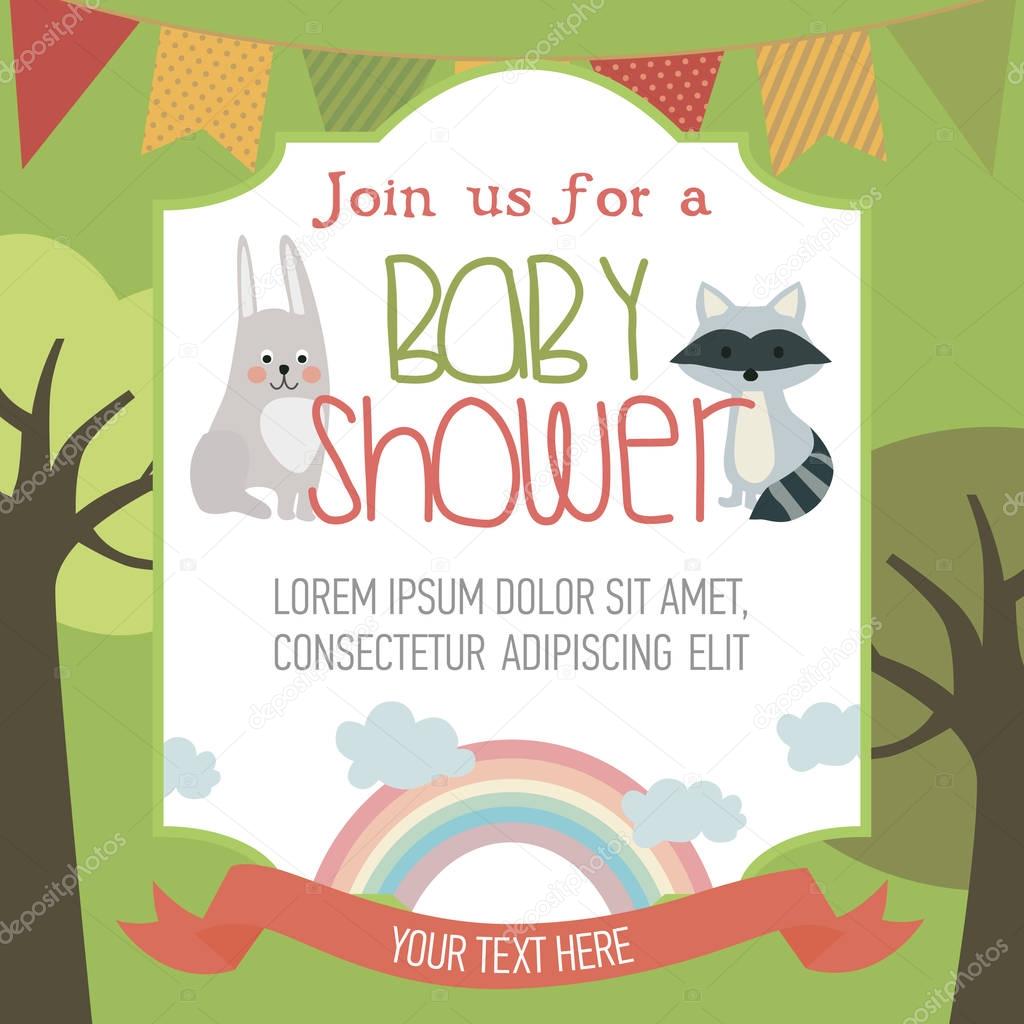 Baby Shower card with forest animals