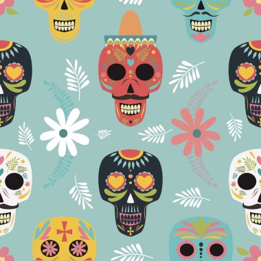 Meksika şeker kafatası, ölü seamless modeli gün