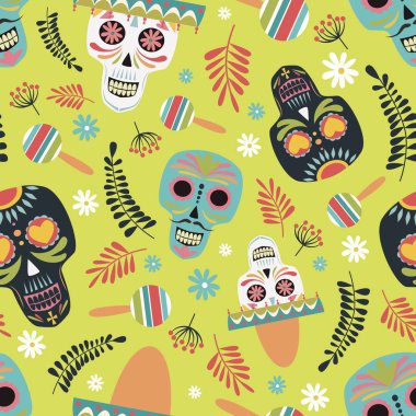 Meksika şeker kafatası, ölü seamless modeli gün