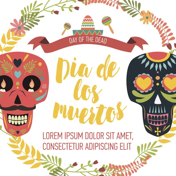 Mexikói cukor koponya, a nap a halott poszter — Stock Vector