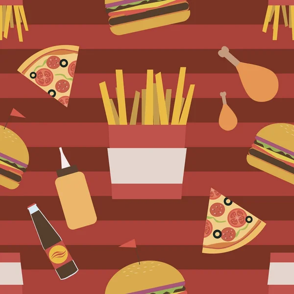 Fast food modèle sans couture — Image vectorielle