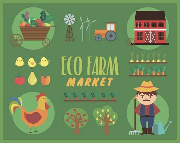 Farm cartão paisagem agricultura — Vetor de Stock
