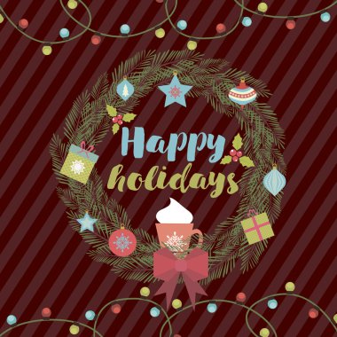 Sevimli Noel ve mutlu tatil tebrik kartı