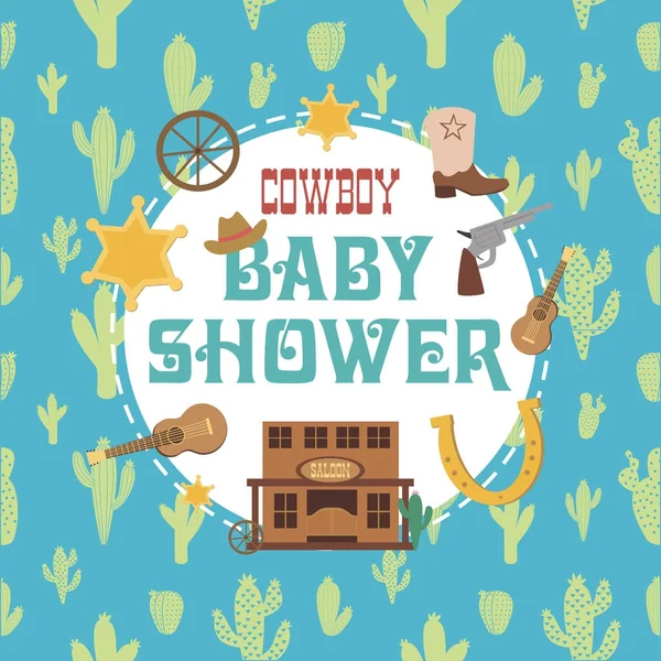 Bebek duş kartı kovboy teması ile