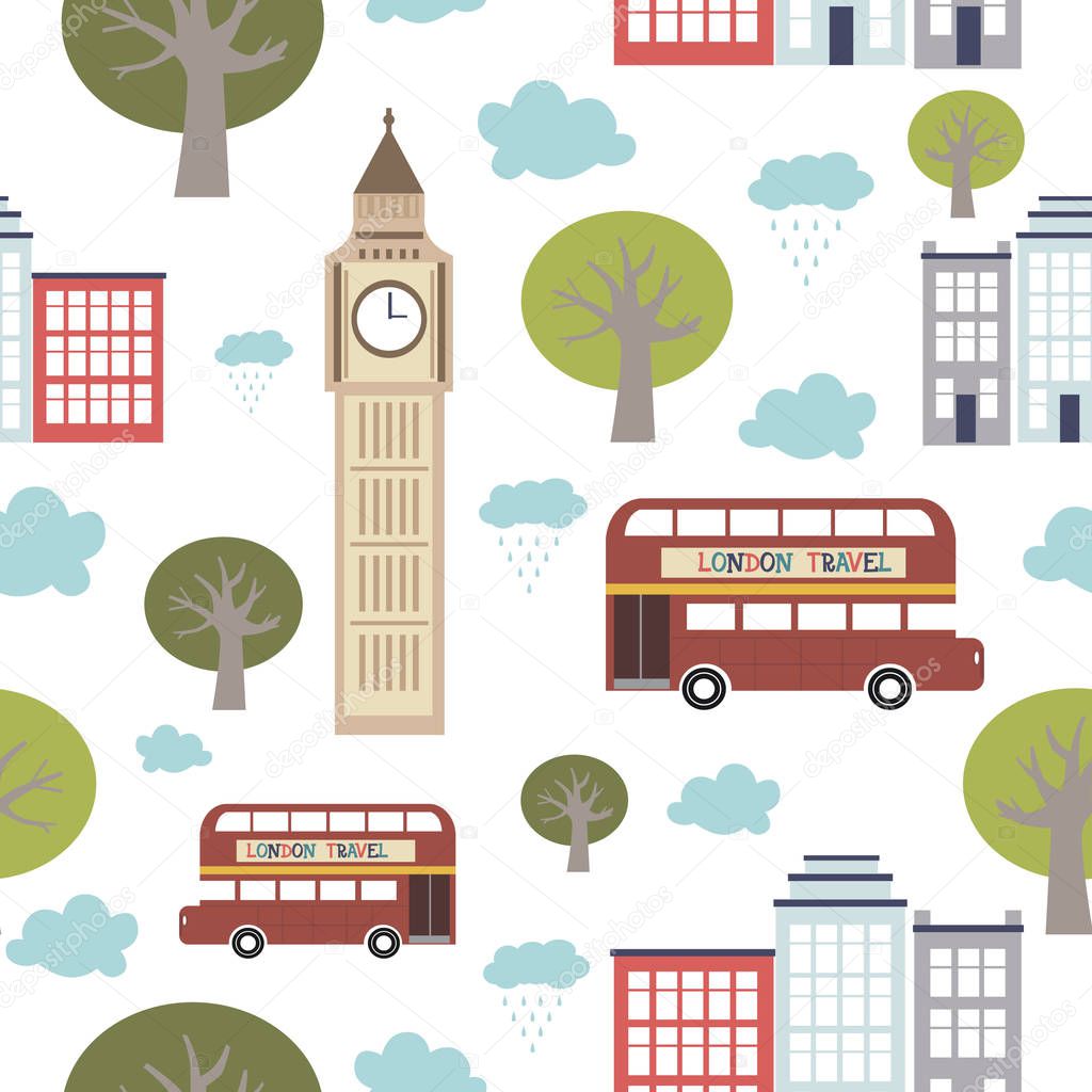 London landmarks seamless pattern