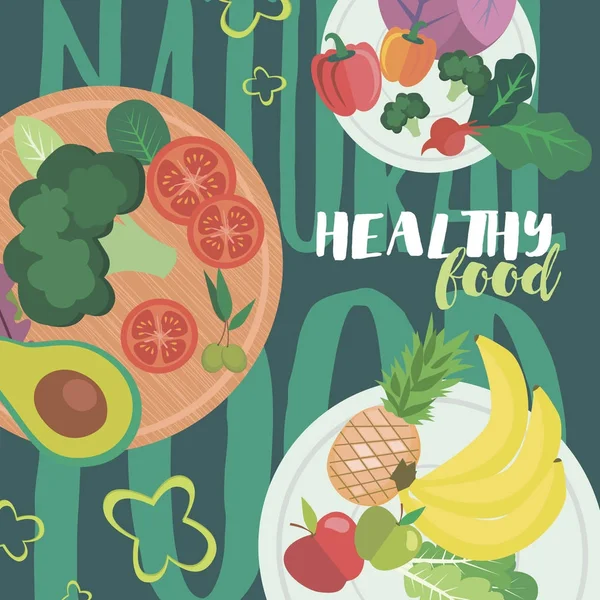 Comer Afiche de motivación correcta. Comida saludable. Comida vegana — Vector de stock