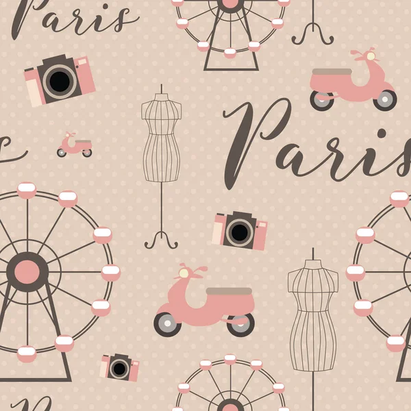 Seamless pattern with Paris landmarks