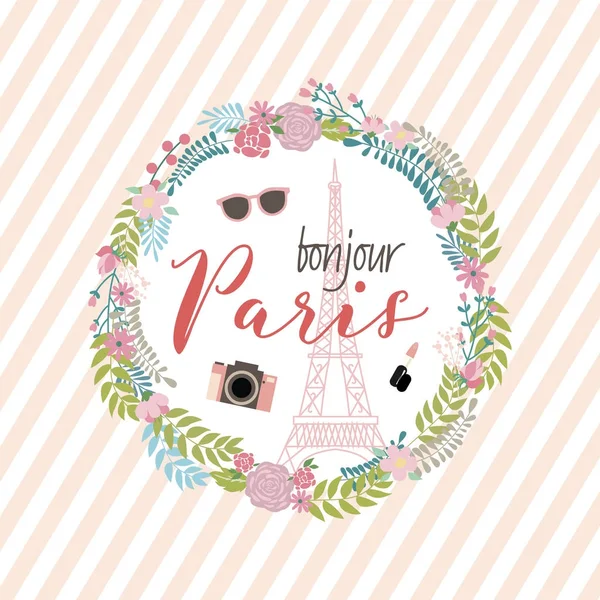 Paris Vintage kartı Simgesel Yapı ile — Stok Vektör