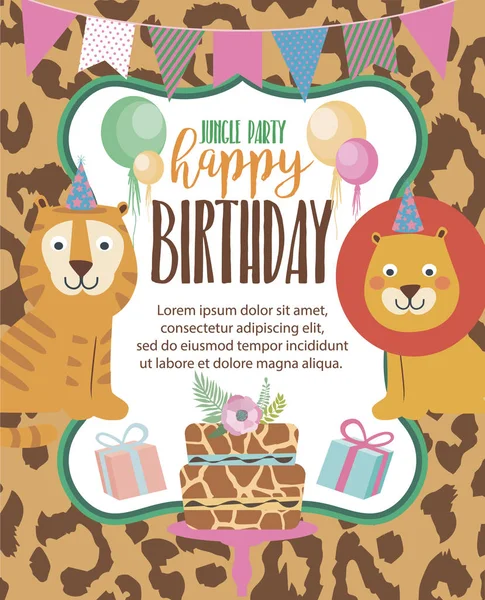 Happy Birthday invitation card for safari africa party