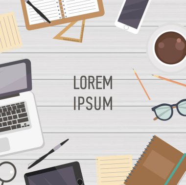 İşyeri vektör çizim. Düz stil vektör çizim.