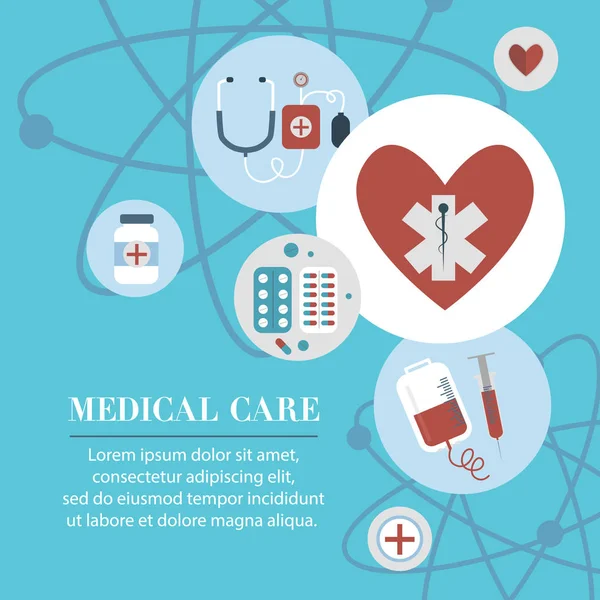 Illustration Affiche Plate Médicale Illustration Vectorielle Soins Santé Pharmacie — Image vectorielle