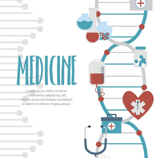 Medicinsk Platt Affisch Illustration Sjukvård Och Apotek Vektorillustration — Stock vektor