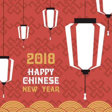 Çin yeni yıl tebrik kartı veya davet poster festival için. Köpek yılı. Vektör çizim