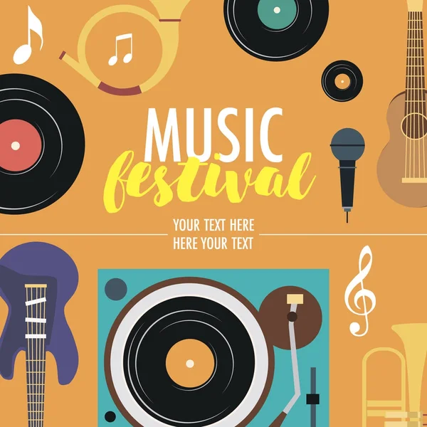 Cartaz Festival Música Com Instrumentos Musicais Ilustração Vetorial —  Vetores de Stock