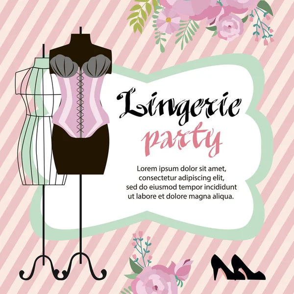 Cartes Invitation Lingerie Party Avec Beaux Sous Vêtements Invitation Bachelorette — Image vectorielle